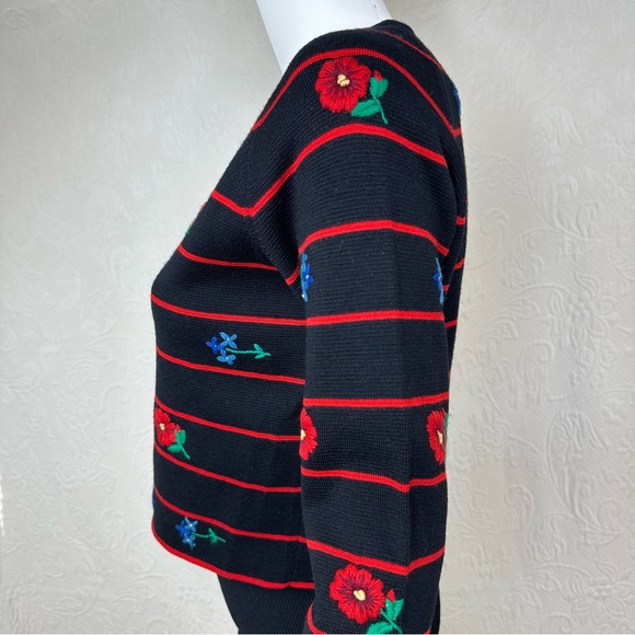 Alix International 60s Wool VTG Italian Floral Cardigan - Picture 9 of 14